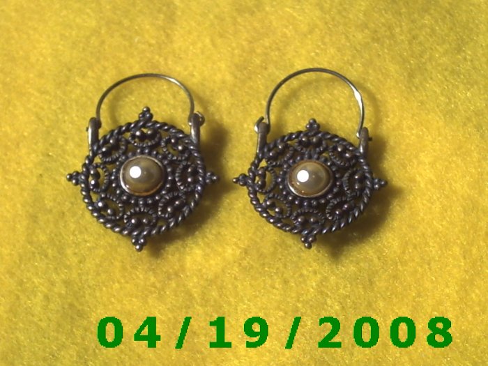 Silver Hoop Pierced Earrings w/Charm Q3045