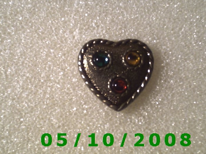 Gold Heart w/Ruby, Emerald and Topaz Stones (097)