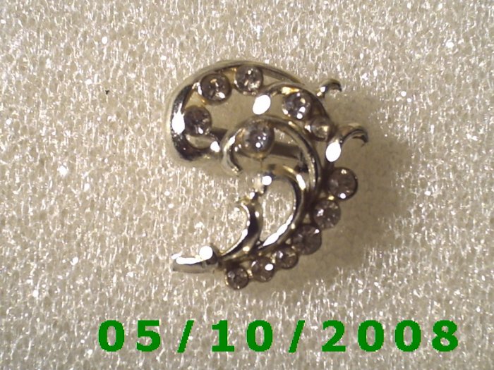 Silver Plant w/rhinestones Pin (A073)