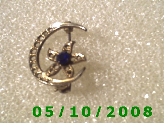 Gold Moon w/Sapphire Pin