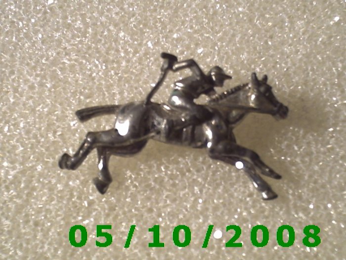 Silver Racehorse n Jockey Pin