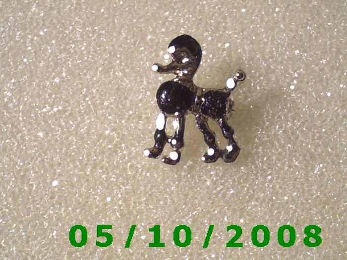 Silver n Black Poodle Pin