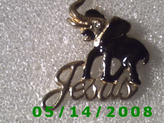 Gold n Black Elephant Jesus Pin B025