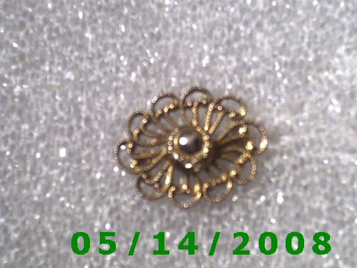 Gold Filligree Pin Signed Freirich B007