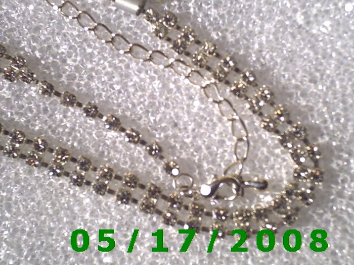 16.5" Silver Necklace, Rhinestone 6mm (008)