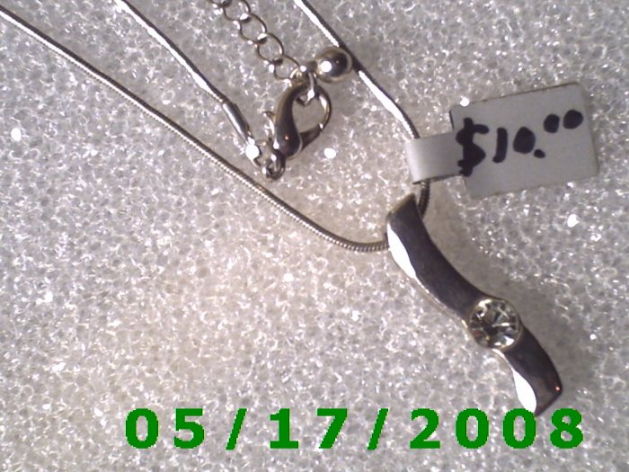 20" Silver Necklace 1.5mm w/charm & Rhinestone (011)