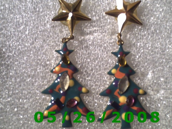 Star and Christmas Tree Pierced Earrings C009
