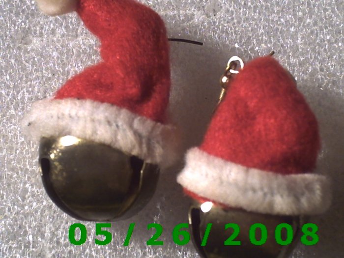 Santa's Hat and Bell Pierced Earrings C020