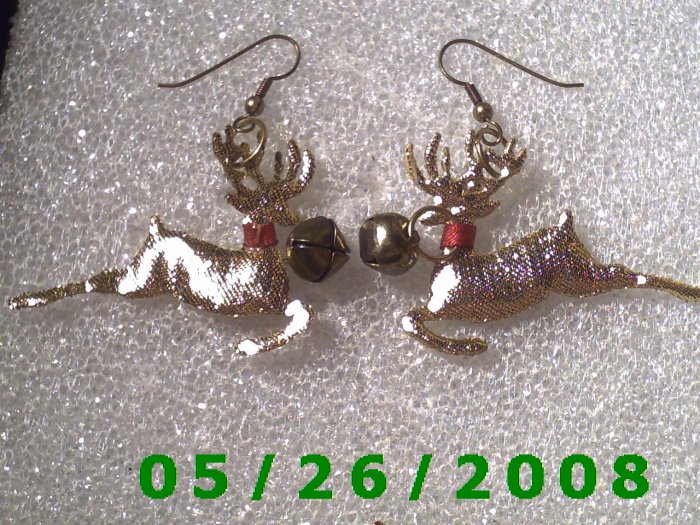 Gold Fiber Raindeer Pierced Earrings C022