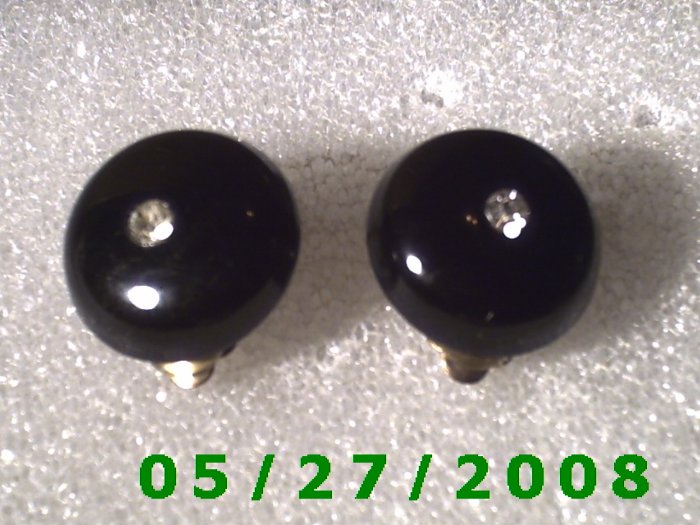 Black w/Clear Stone Clip On Earrings D017 1009