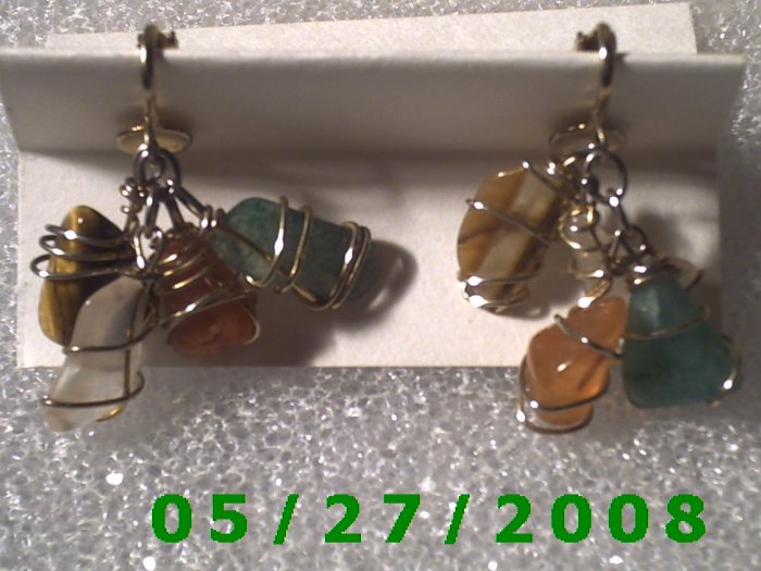 Multi Colored Stones Clip On Earrings D031