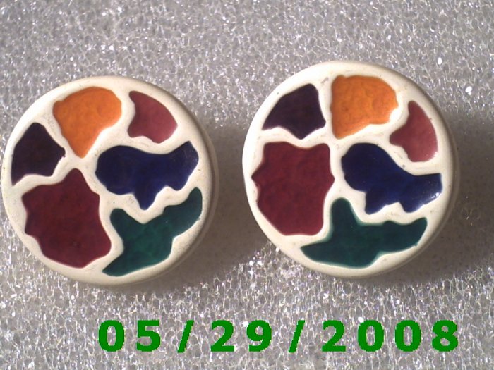 Multi Colored Clip On Earrings D049