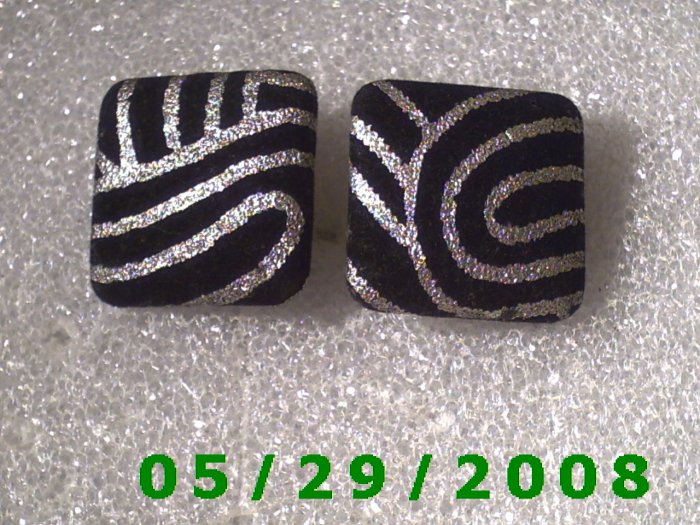 Black n Silver Clip On Earrings D054