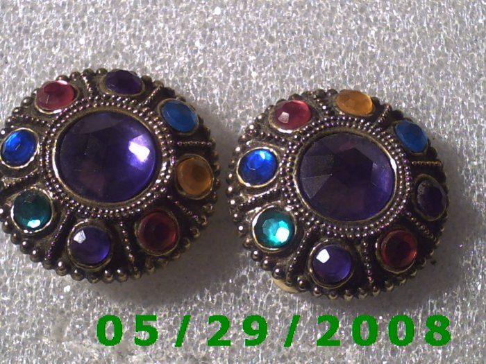 Multi Colored Clip On Earrings D061