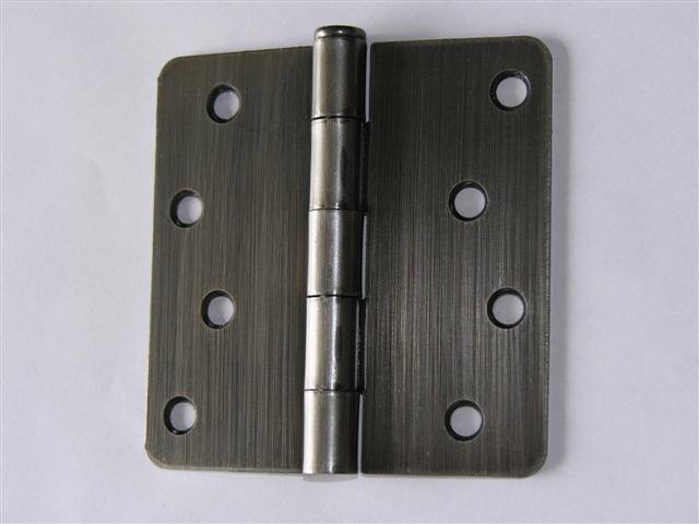 4x4" Antique Pewter 4" Door Hinges w/screws 1/4" radius