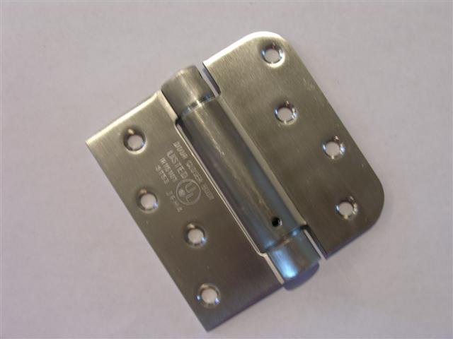 4" Stainless Steel adjustable spring hinge Square x 5/8" radius corners