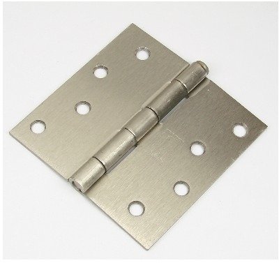 4" Satin nickel Door Hinge w/screws square radius corners US15