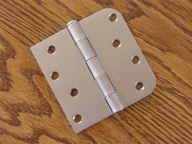 Satin Nickel 4"x4" Door Hinges w/screws square x 5/8" radius corners