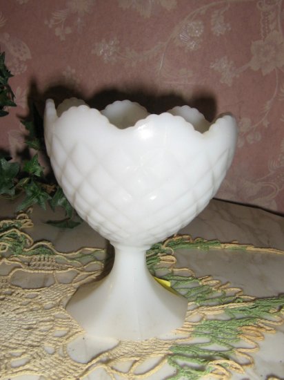 Vintage Milk Glass Napco compote vase candy Pedistal Dish