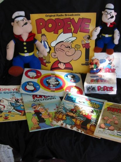 Popeye Collection Toys, Record Books 11 Item Lot