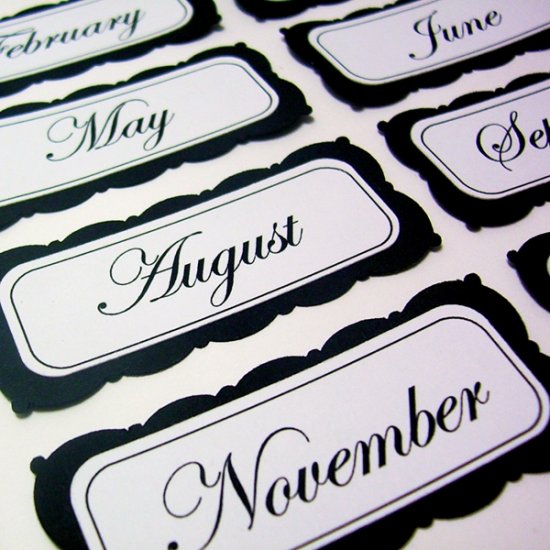 Months - Labels/Tags Scrapbooking