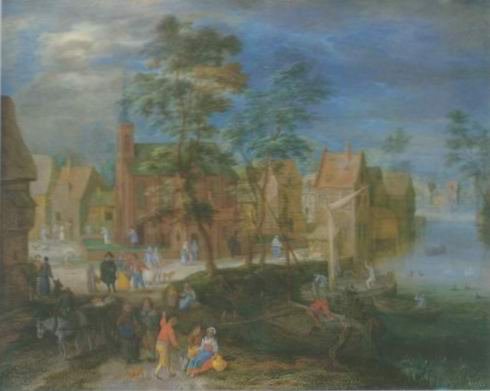 Pieter gysels - A VILLAGE SCENE