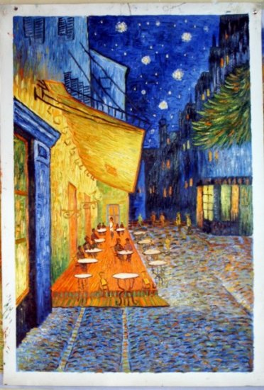 THE CAFE TERRACE ON THE PLACE DU FORUM AT NIGHT-Vincent Van Gogh paintings