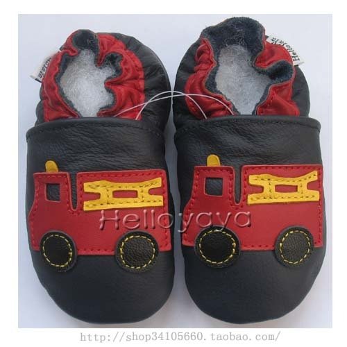 new soft sole baby leather shoes FIRE TRUCK (0-6 mo)