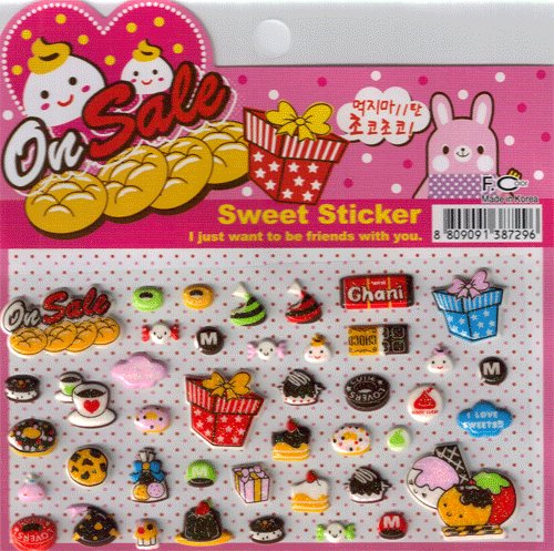 Korean Happy Foods Sweet Sticker Sheet # 1