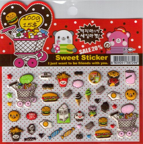 Korean Happy Foods Sweet Sticker Sheet # 2
