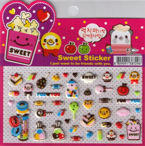 Korean Happy Foods Sweet Sticker Sheet # 4
