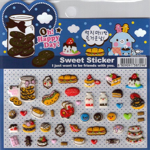 Korean Happy Foods Sweet Sticker Sheet # 5