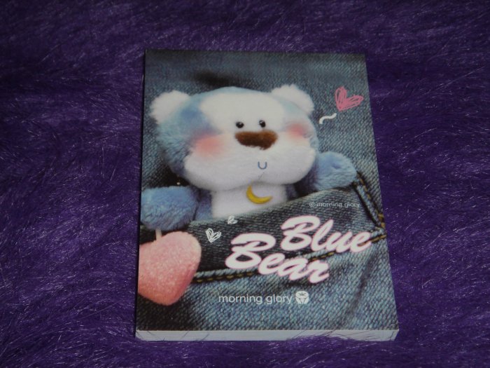 Morning Glory Blue Bear Denim Jeans Mini Memo Kawaii