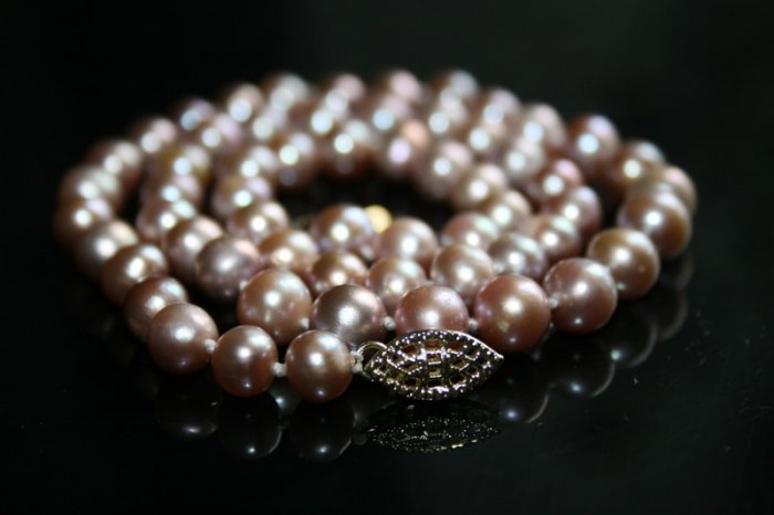 SALE!! - Genuine Fresh Water Purple Pearl Necklace with 14K Gold Clasp