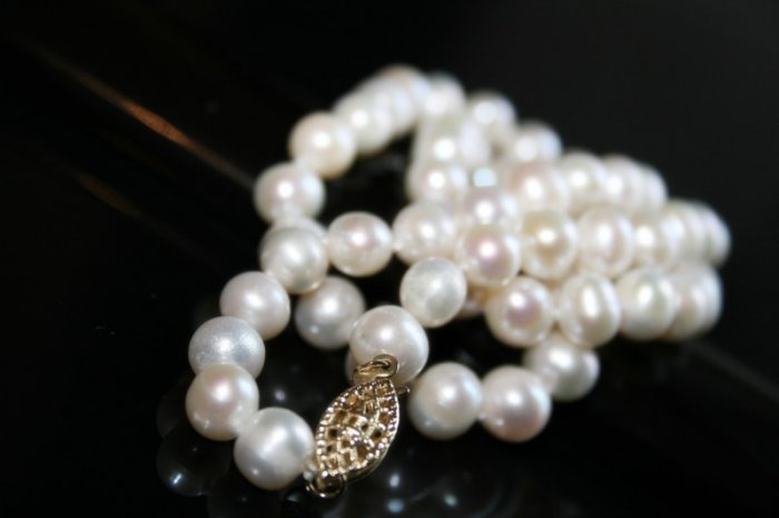 SALE!! - Genuine Fresh Water White Pearls Necklace with 14K Gold Clasp