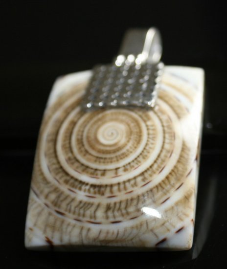 SALE!! - Square Shell in Ornate Silver Bail pendant