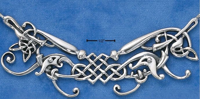 Sterling Silver .925 Large 18" Celtic Knot Necklace Choker