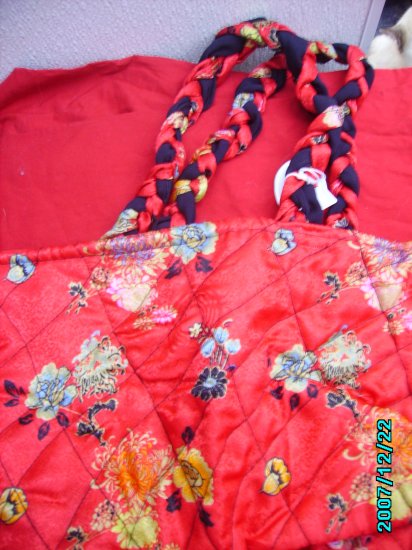 Red Satin Flowered Purse