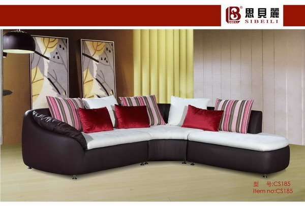 Black and White Leather Retro Sofa Sectional