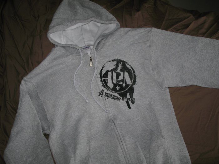 Hoodie - Heather gray with black splatter - Med