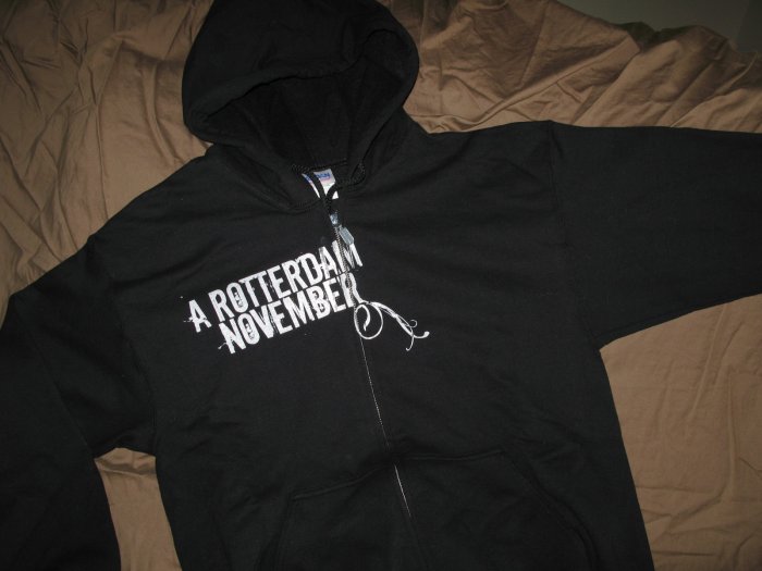Hoodie - Black with White floral - Med