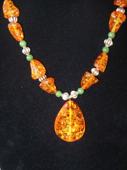 Amber and Jade Necklace