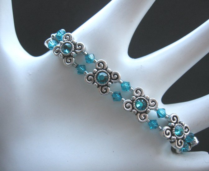 Blue Zircon Swarovoski Crystal Stretch Bracelet