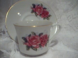 FTD Vintage China Rose Tea Cup and Saucer Set Pink Rose Shabby