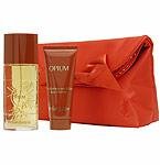 OPIUM by Yves Saint Laurent - EDT SPRAY 1.6 OZ & BODY LOTION 2.5 OZ & RED PURSE (W)