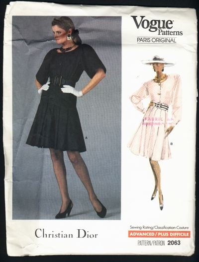 Vogue Paris Original Christian Dior Pattern 2063 size 14 80s
