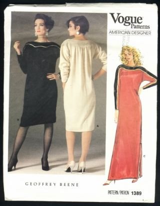 Vogue 1389 American Designer Geoffrey Beene Pattern vintage dress size 10