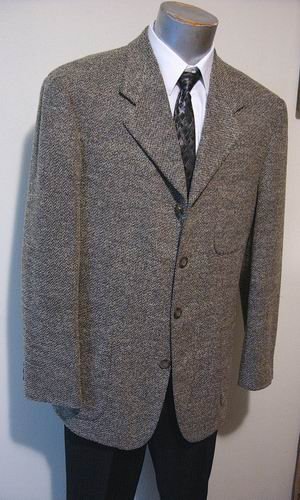 Haggar clothing Sport Coat Blazer jacket 42 reg tan/grey City Casuals