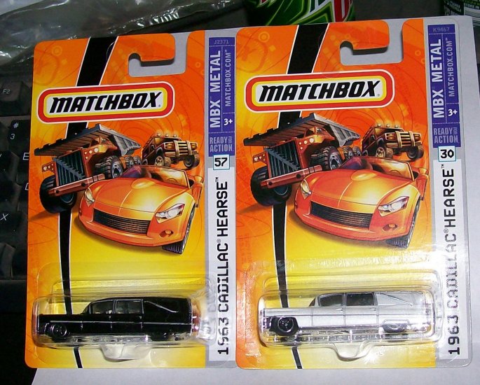 MATCHBOX 2007 MBX METAL #57, #30 1963 HEARSE 1 BLK, & 1 WHITE