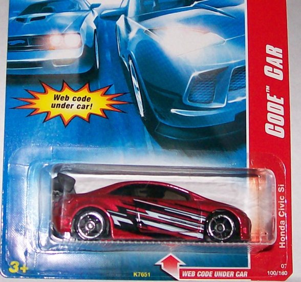 HOT WHEELS 2007 CODE CAR #100 "HONDA CIVIC SI"